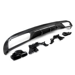Magickit Rear Lip for Mercedes Benz W205 Base Sedan 2015 2016 2017 2018 Bumper Diffuser with Exhaust Tailpipe Tips C300 C180