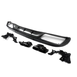 Magickit Rear Lip for Mercedes Benz W205 Base Sedan 2015 2016 2017 2018 Bumper Diffuser with Exhaust Tailpipe Tips C300 C180