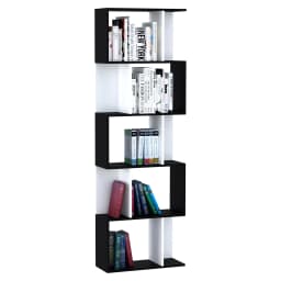 HOMCOM 5-tier Bookcase Storage Display Shelving S Shape design Unit Black