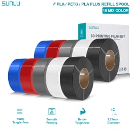 SUNLU PLA/PETG/PLA PLUS 3D Filament Refill 1.75mm Neatly Wound 3D Filament Bundle Refill for Most Brand Reuseable Spool 10KG