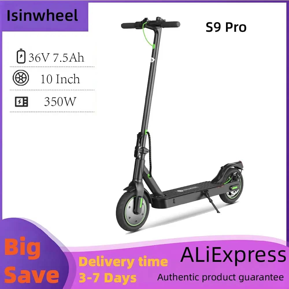 Isinwheel S9 Pro adult E-scooter, 350W motor, 36V 7.5Ah, folding Escooter, 8.5-inch tires, urban Electric scooter