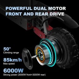 Electric Scooter 6000W Super Climbing Power 75KM Long Range Foldable E-Scooter with Seat 11'' Off Road Tire EScooter For Adults