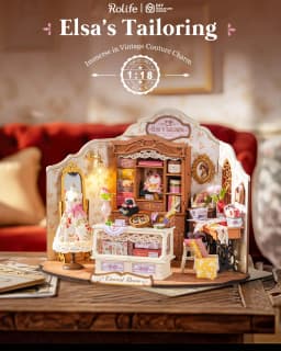 Robotime Elsa's Tailoring Shop DIY Miniature House Victorian Style Craft Studio Kit Interior Decor Unique Gift for Adults Teens