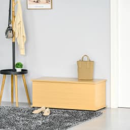 HOMCOM Storage Chest With Lid, 113L Storage Box, Burlywood