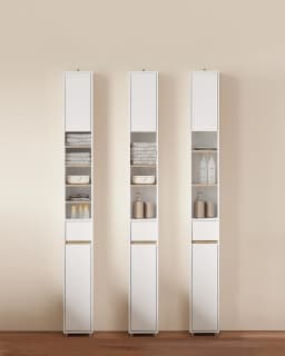 SoBuy BZR34 Tall Bathroom Cabinet 20cm Slim Cupboard Bathroom Storage Unit Water-Resistant MDF with Adjustable Shelves