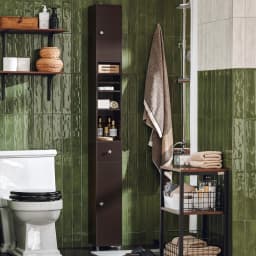 SoBuy BZR34 Tall Bathroom Cabinet 20cm Slim Cupboard Bathroom Storage Unit Water-Resistant MDF with Adjustable Shelves