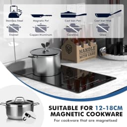Noxton Plug in Induction Hob 2 Zone, 30cm Electric Hob Flex Zone for Barbecue Pan, 2800W Induction Hobs 220-240V