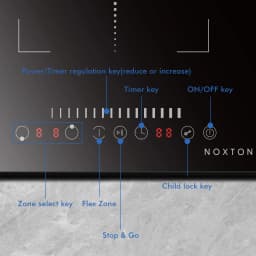 Noxton Plug in Induction Hob 2 Zone, 30cm Electric Hob Flex Zone for Barbecue Pan, 2800W Induction Hobs 220-240V