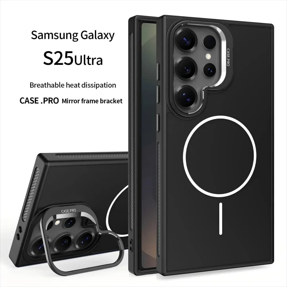 Invisible Bracket Cooling Function Case for Samsung Galaxy S25 S24 Ultra with MagSafe Wireless Charging Drop Protection Cover
