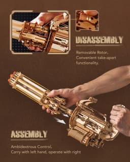 Robotime 3D Puzzle Model Kits Rotating-Barrel Machine LQA01 Flame lighting effects rubber band launcher desk or shelf display