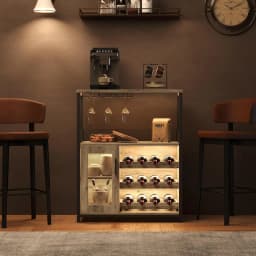 UK Bar Cabinet, Wine Rack Cabinet with Detachable Wine Rack, Adjustable Shelves Coffee Bar Cabinets with Mesh Door and Baffle De