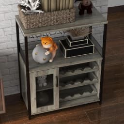 UK Bar Cabinet, Wine Rack Cabinet with Detachable Wine Rack, Adjustable Shelves Coffee Bar Cabinets with Mesh Door and Baffle De