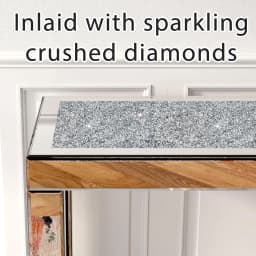 SHYFOY 120 cm Mirrored Console Table, 2 Tier Modern Glass Entryway Table, Silver Narrow Console Table with Shelves & Sparkling C