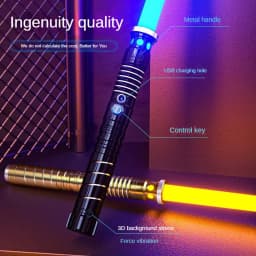 Light Up Saber Metal Sword RGB 16 Colors, 2 In 1 Light Sword Toy With Vibration Beat Sound And Breathing Laser Sword Toy LED