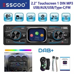 ESSGOO Single 1 Din Universal MP3 FM Player Car Stereo Radio Bluetooth 6.0 Handsfree USB/AUX with DAB+ 7 color Remote Control