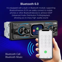 ESSGOO Single 1 Din Universal MP3 FM Player Car Stereo Radio Bluetooth 6.0 Handsfree USB/AUX with DAB+ 7 color Remote Control