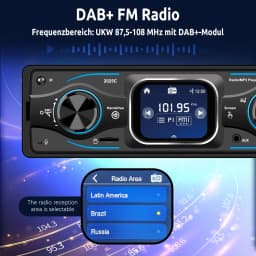 ESSGOO Single 1 Din Universal MP3 FM Player Car Stereo Radio Bluetooth 6.0 Handsfree USB/AUX with DAB+ 7 color Remote Control