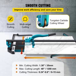 SucceBuy Tile Cutter 48 Inch Manual Tile Cutter Tools with Single Rail & Double Brackets 3/5 in Cap with Precise Laser Guide