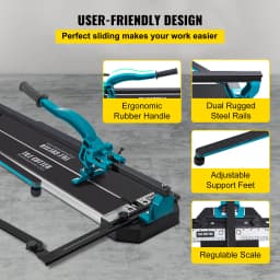 SucceBuy Tile Cutter 48 Inch Manual Tile Cutter Tools with Single Rail & Double Brackets 3/5 in Cap with Precise Laser Guide