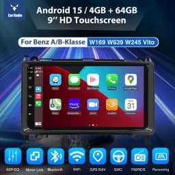 9''car stereo radio with 4+64GB for Benz B200 Vito W639 Sprinte Viano W169 Wireless CarPlay Android Auto GPS Bluetooth Wifi RDS