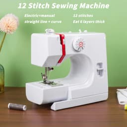 725 Household Mini Sewing Machine Electric 12 Stitches Sewing Machine with Foot Pedal Multifunctional Design UK Plug