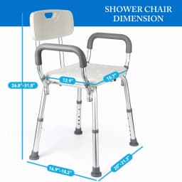 Shower Chair Seat with Padded Armrests for Bathtub Slip Resistant Shower Seat Adjustable Height Shower Chair 350 lb Capacity