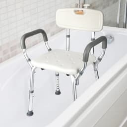 Shower Chair Seat with Padded Armrests for Bathtub Slip Resistant Shower Seat Adjustable Height Shower Chair 350 lb Capacity
