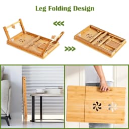 Wooden Portable Folding Laptop Desk Compact Student Table Mobile Space-Saving Bedside Reading Tray Table Multi-Functional