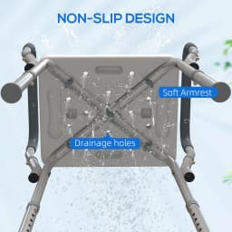HOMCOM Rust-Free Aluminium Bath Chair with Adjustable Height, Grey