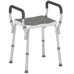 HOMCOM Rust-Free Aluminium Bath Chair with Adjustable Height, Grey