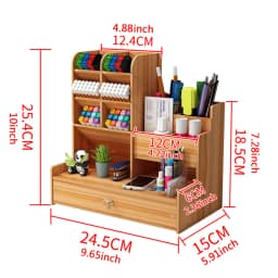 1PC Wooden Retro Pen Holder Rack Storage Box Student Stationery Storage Drawer Style Suitable for Multi Scene Study Room Office