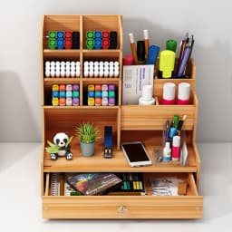 1PC Wooden Retro Pen Holder Rack Storage Box Student Stationery Storage Drawer Style Suitable for Multi Scene Study Room Office