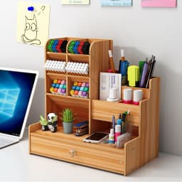 1PC Wooden Retro Pen Holder Rack Storage Box Student Stationery Storage Drawer Style Suitable for Multi Scene Study Room Office