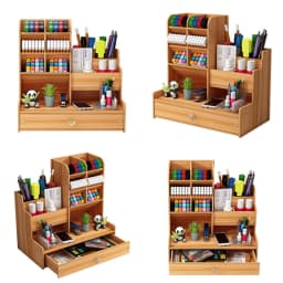 1PC Wooden Retro Pen Holder Rack Storage Box Student Stationery Storage Drawer Style Suitable for Multi Scene Study Room Office
