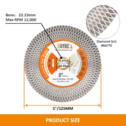 BGTEC Dia125mm Diamond Saw Blade Double-sided X Mesh 1pc 5inch Tile Ceramic Marble Stone Granite Quartz Cutting Grinding Disc