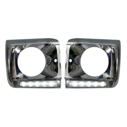 Headlight Trim Bezel With LED Fits Mercedes-Benz G Class W463 G550 G500 G63 1990 1991 1992 1993 1994 1995-2018 Chrome Black