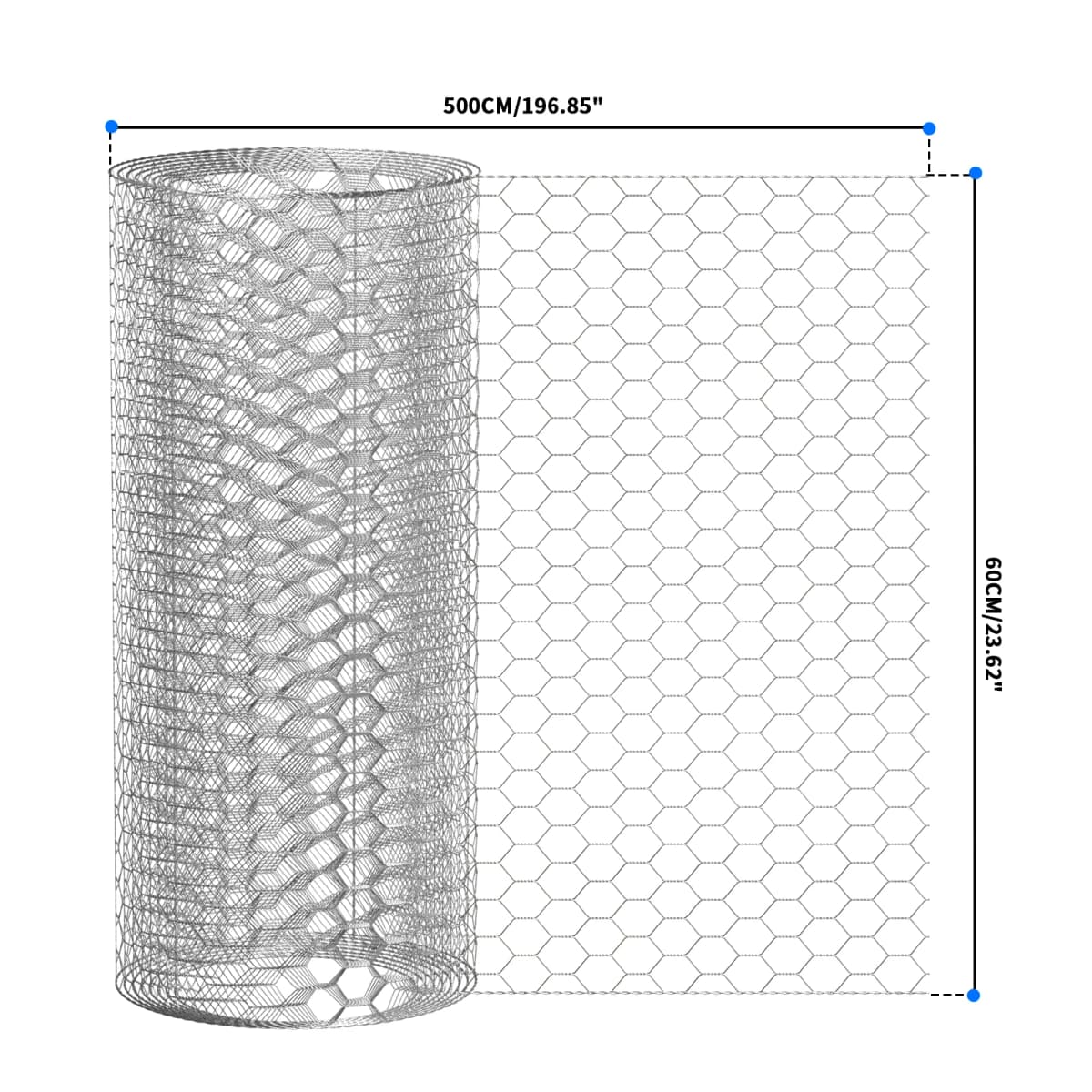 Wire Mesh Roll,PVC Coated Galvanized Hexagonal Chicken Wire Garden Netting for Vegetables Protection, 25mm Hole, Easy to Cut