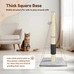 Cat Scratching Post & Activity Centre - 80cmTall Kitty Climbing Tree with Sisal Rope, Hanging Ball & Carpet Covered Heavy Base