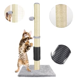Cat Scratching Post & Activity Centre - 80cmTall Kitty Climbing Tree with Sisal Rope, Hanging Ball & Carpet Covered Heavy Base