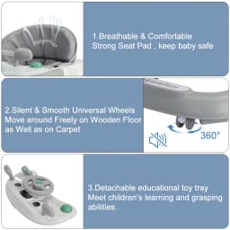 2-in-1 Baby Walker - Foldable, Height-Adjustable Push Cart with Anti-Roll Design , Stylish Baby Gear for 6-18 Months