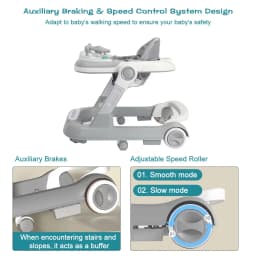 2-in-1 Baby Walker - Foldable, Height-Adjustable Push Cart with Anti-Roll Design , Stylish Baby Gear for 6-18 Months