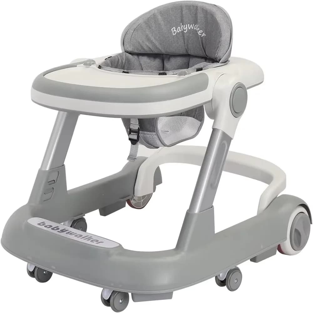 2-in-1 Baby Walker - Foldable, Height-Adjustable Push Cart with Anti-Roll Design , Stylish Baby Gear for 6-18 Months