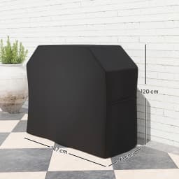 Outsunny BBQ Cover for Rectangular Gas Grill, 420D Oxford Fabric Barbecue Covers, Black, 147 x 61 x 120cm