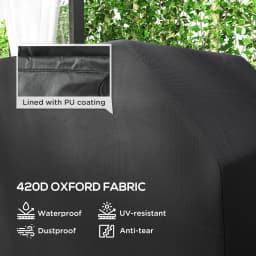 Outsunny BBQ Cover for Rectangular Gas Grill, 420D Oxford Fabric Barbecue Covers, Black, 147 x 61 x 120cm