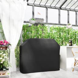 Outsunny BBQ Cover for Rectangular Gas Grill, 420D Oxford Fabric Barbecue Covers, Black, 147 x 61 x 120cm