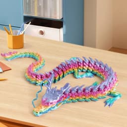2Pcs 3D Printed Colored Desktop Dragon Ornament Wear Resist Conjoined Dragon Ornaments Multi-Purpose for Home Office Decor
