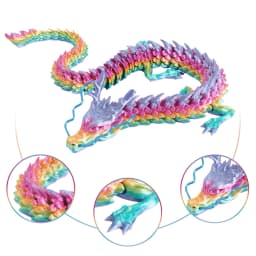 2Pcs 3D Printed Colored Desktop Dragon Ornament Wear Resist Conjoined Dragon Ornaments Multi-Purpose for Home Office Decor