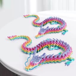 2Pcs 3D Printed Colored Desktop Dragon Ornament Wear Resist Conjoined Dragon Ornaments Multi-Purpose for Home Office Decor