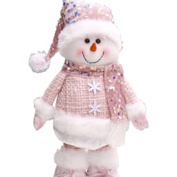 1PC Christmas Standing Telescopic Snowman Desktop Cute Soft Pink Snowmans Decorative Figurine Xmas Holiday Party Home Decoration
