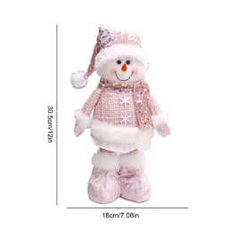 1PC Christmas Standing Telescopic Snowman Desktop Cute Soft Pink Snowmans Decorative Figurine Xmas Holiday Party Home Decoration